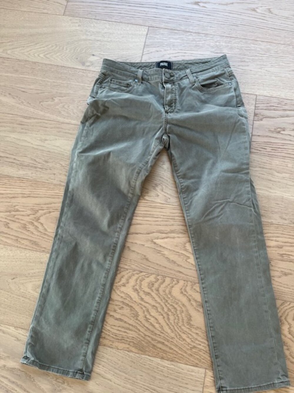 PAIGE Brigitte Distressed High Waist Crop Boyfriend Jeans  ARMY GREEN - SIZE 27